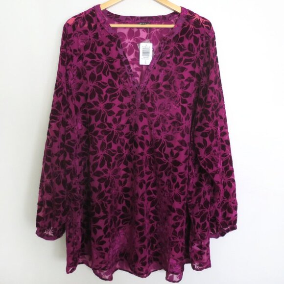 Torrid Velvet Burnout Hi-Low Pullover Long Sleeve Top Size 4X - Picture 6 of 11